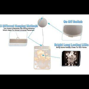 5pc - 3D Hanging LED Christmas Window Lights - Indoor Xmas Holiday Decoration